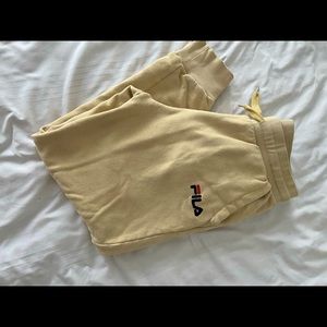 Yellow FILA track pants